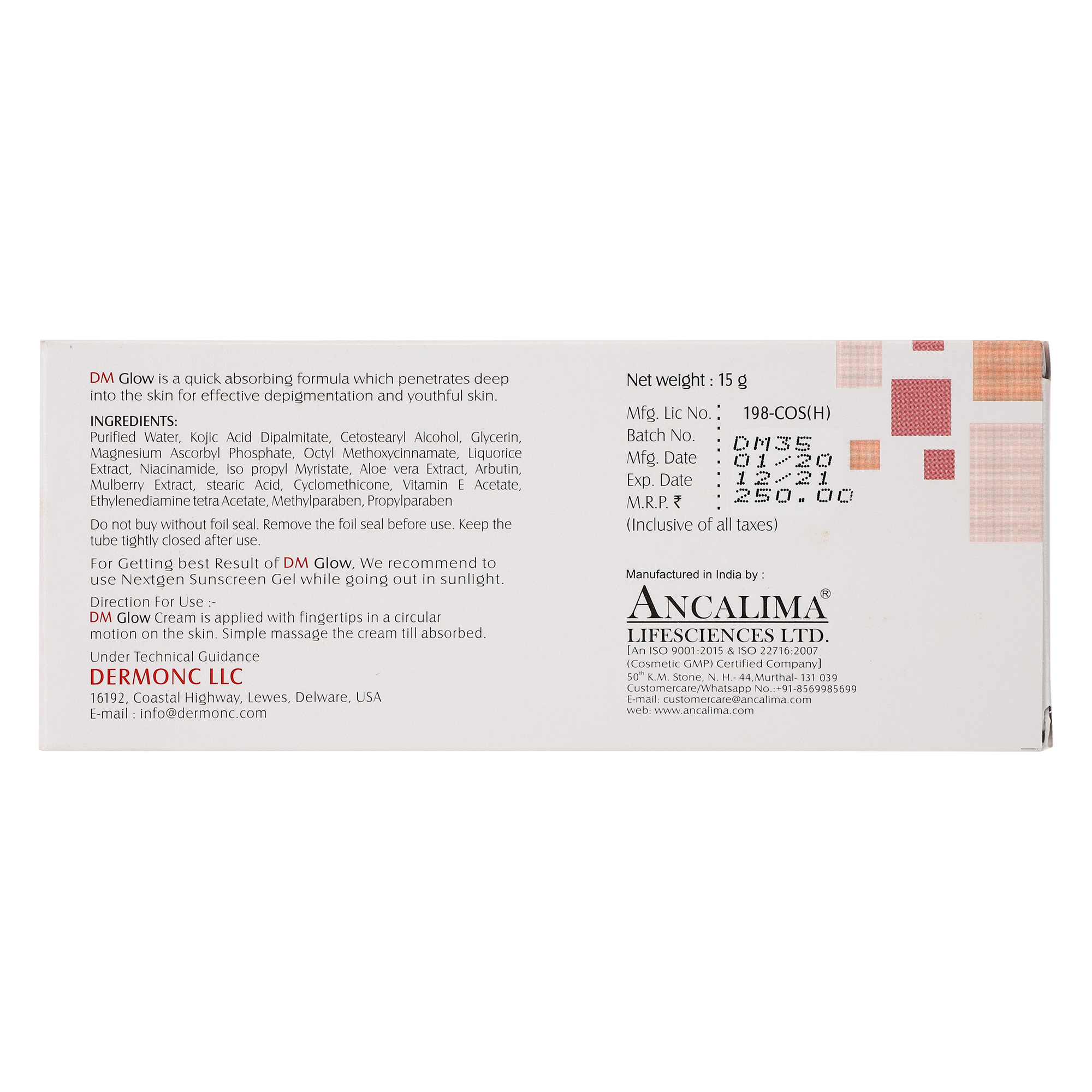 DM Glow Depigmentation Cream 15gm - Gallery Image