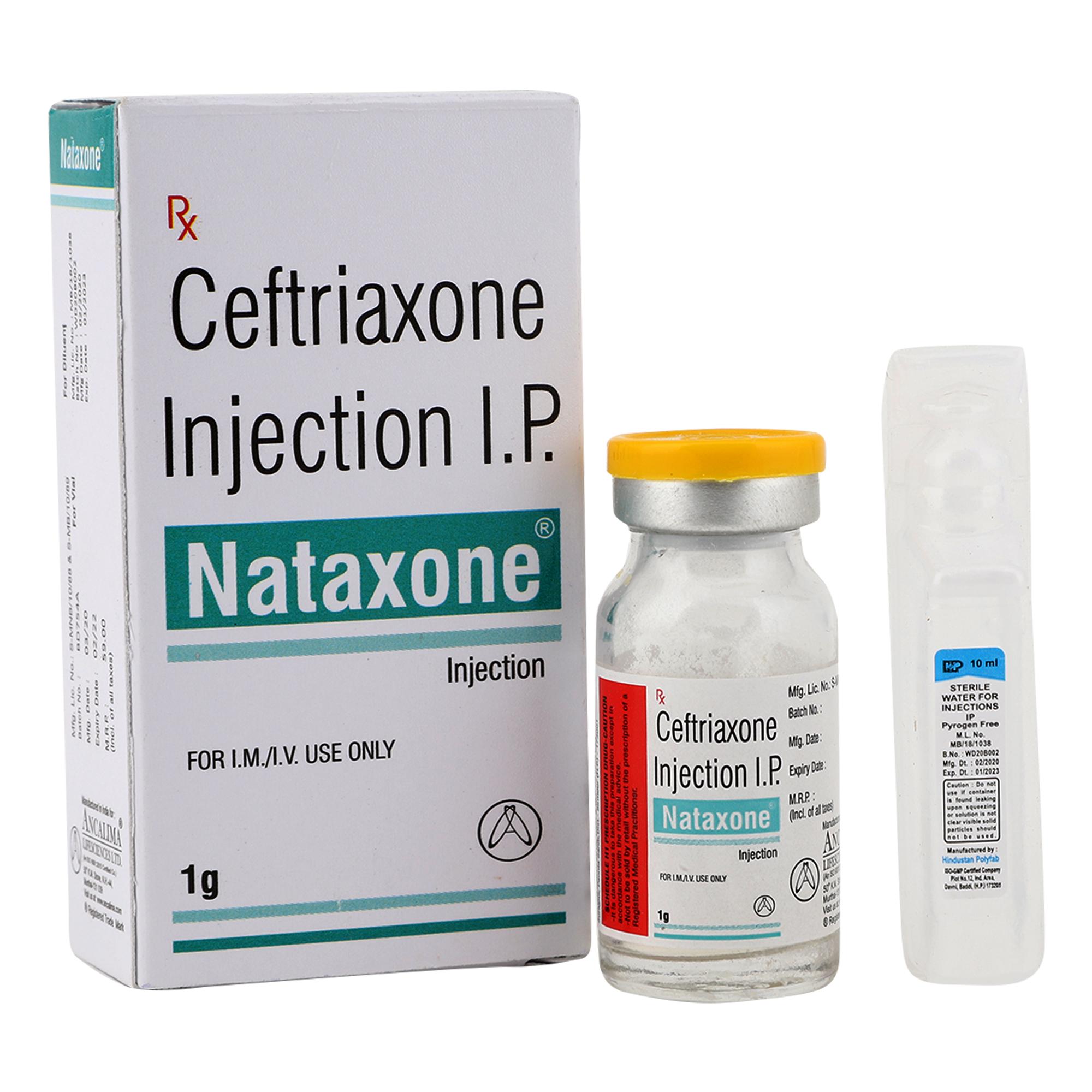 Thumbnail for Combipack of Ceftriaxone 1gm with 10ml FFS WFI