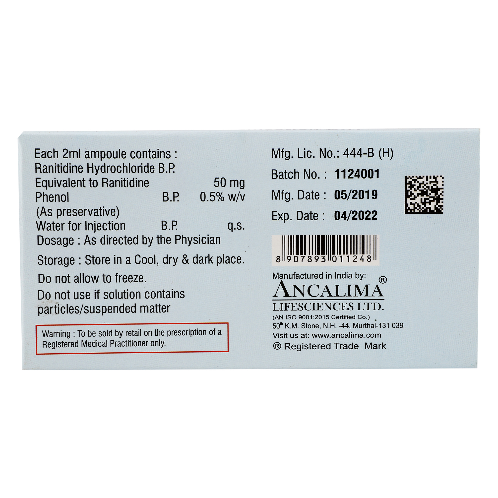 Thumbnail for Ranitidine Injection 50mg/2ml