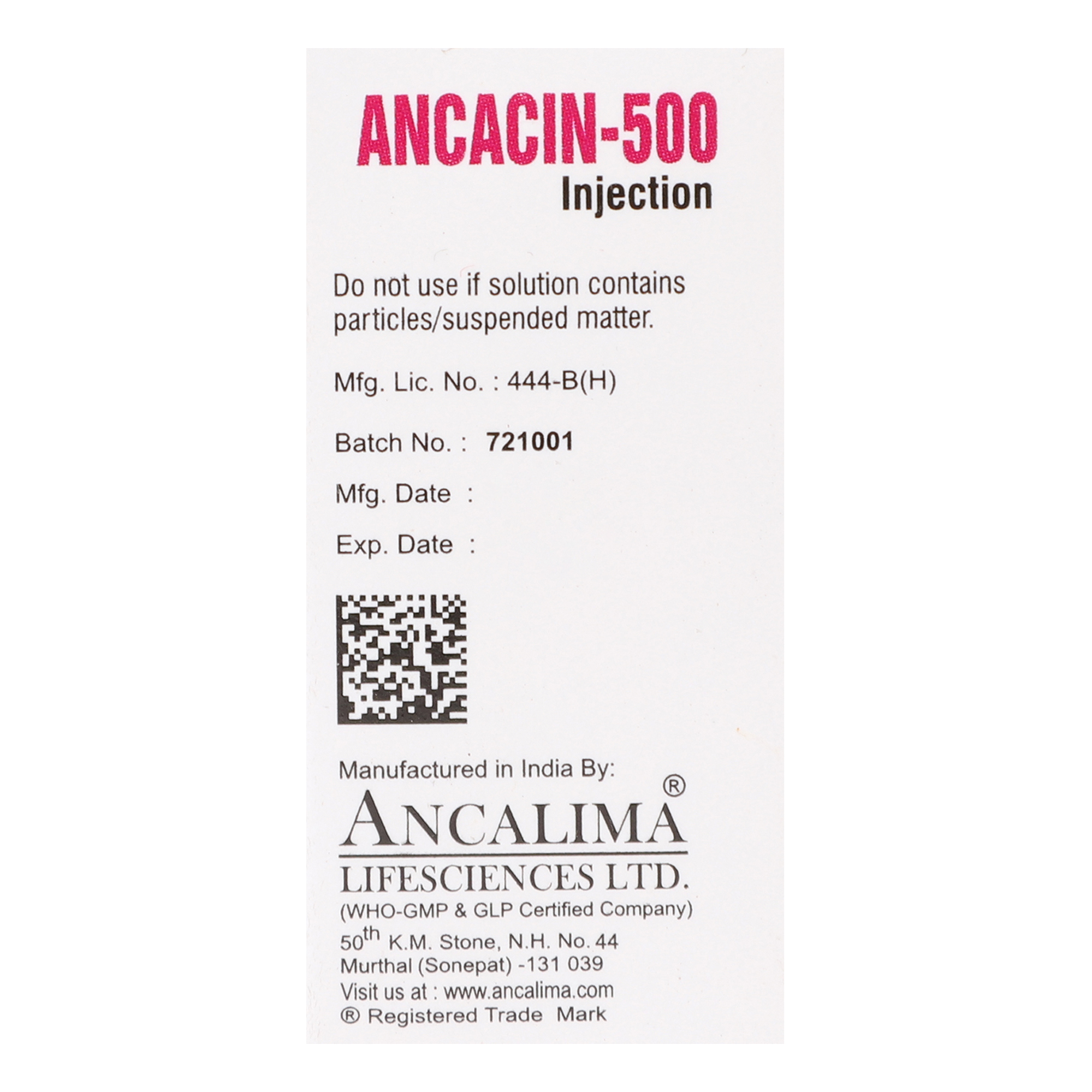 Amikacin Injection 500mg/2ml - Gallery Image